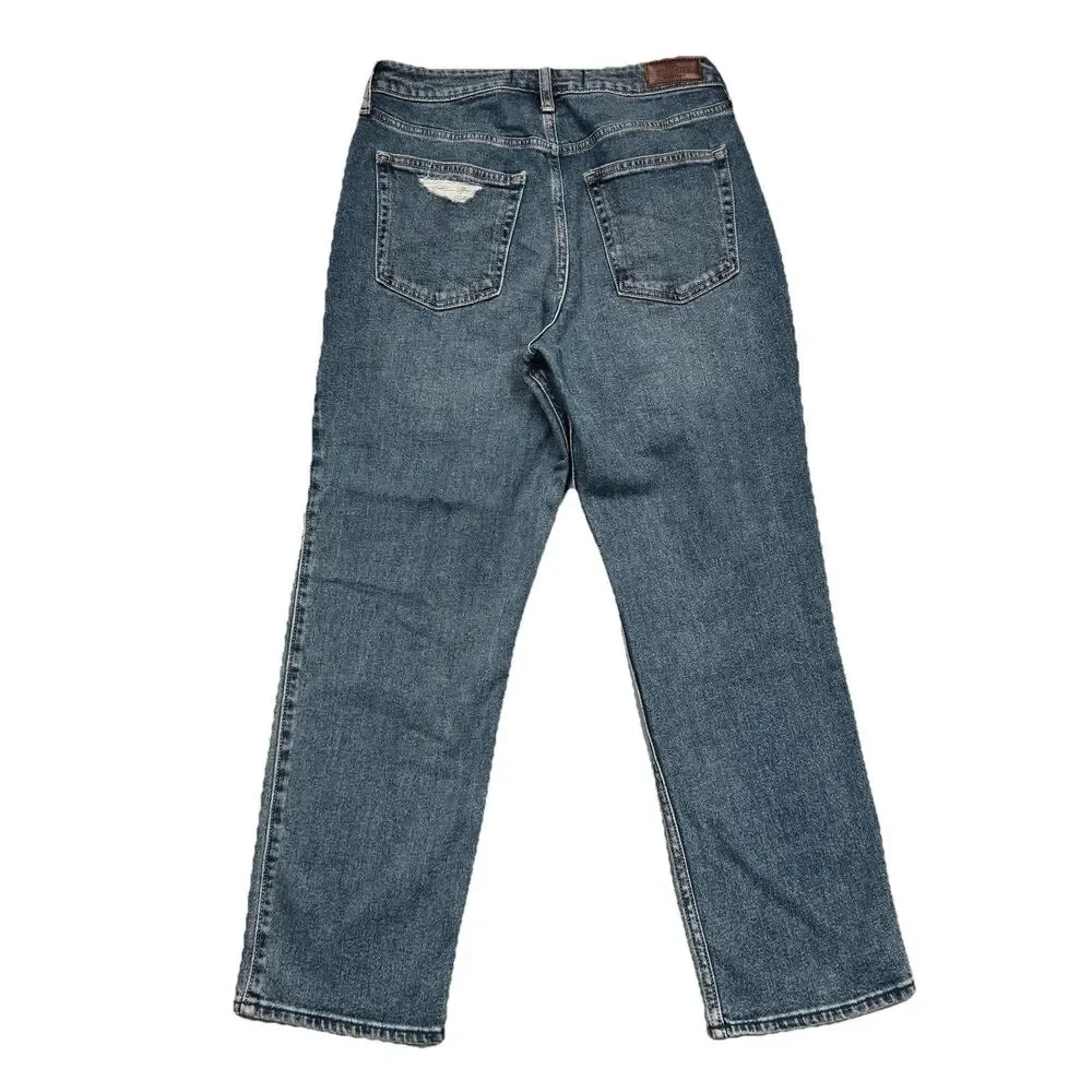 Hollister Ultra High Rise Vintage Straight Jeans 7 (27x26) Blue Distressed Denim